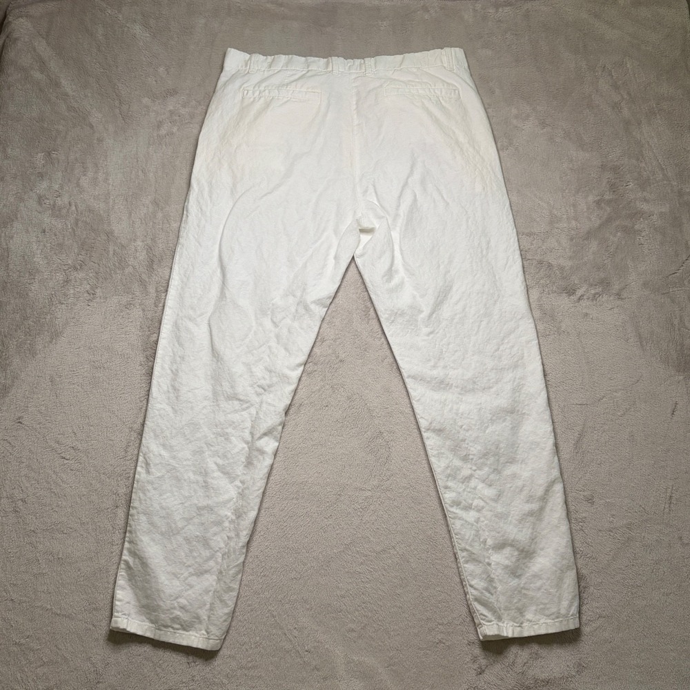 Gap Broken-In Straight Pants Womens 12 White Linen Cotton Cropped Preppy Coastal - Picture 4 of 12